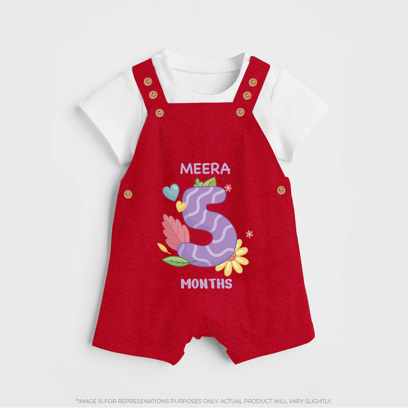 Dress Your Little One In Our Enchanting Customized Baby Dungaree Set For Their 5-Month Celebration - RED - 0 - 5 Months Old (Chest 18")