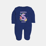 Celebrate Baby's 5th Month | Custom Full Sleeve Bodysuit/ Sleep Suit/ Jumpsuit | Premium Cotton - NAVY BLUE - New Born (Chest 7.5")
