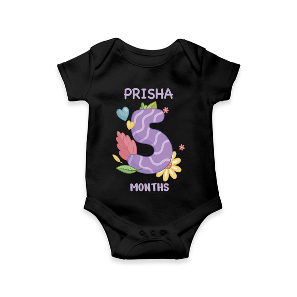 Memorialize your little one's Fifth month with a personalized romper/onesie - BLACK - 0 - 3 Months Old (Chest 16")