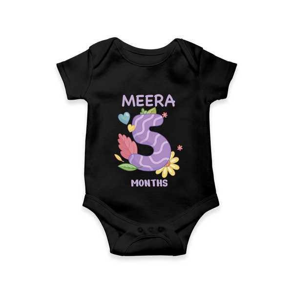 Celebrate Baby's 5th Month | Custom Romper/Onesie | Premium Cotton - BLACK - New Born (Chest 14")