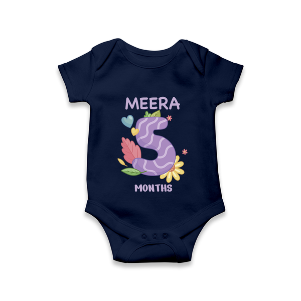 Celebrate Baby's 5th Month | Custom Romper/Onesie | Premium Cotton - NAVY BLUE - New Born (Chest 14")