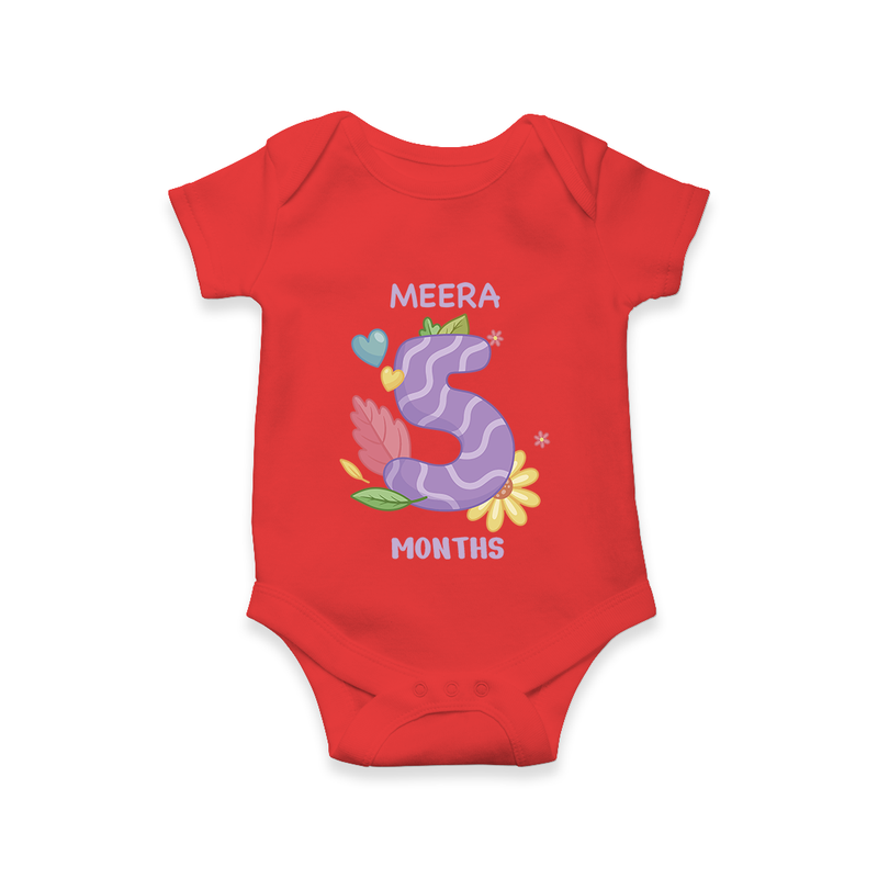 Dress Your Little One In Our Enchanting Customized Baby Romper For Their 5-Month Celebration - RED - 0 - 3 Months Old (Chest 16")