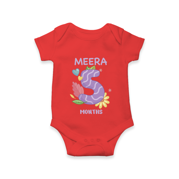 Celebrate Baby's 5th Month | Custom Romper/Onesie | Premium Cotton - RED - New Born (Chest 14")