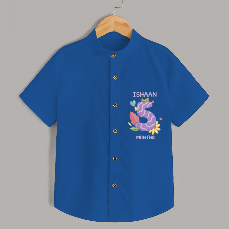 Memorialize your little one's Fifth month Birthday with a personalized Shirt - COBALT BLUE - 0 - 6 Months Old (Chest 21")