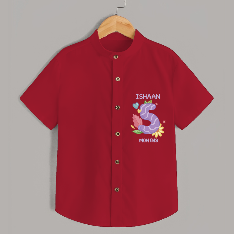 Memorialize your little one's Fifth month Birthday with a personalized Shirt - RED - 0 - 6 Months Old (Chest 21")