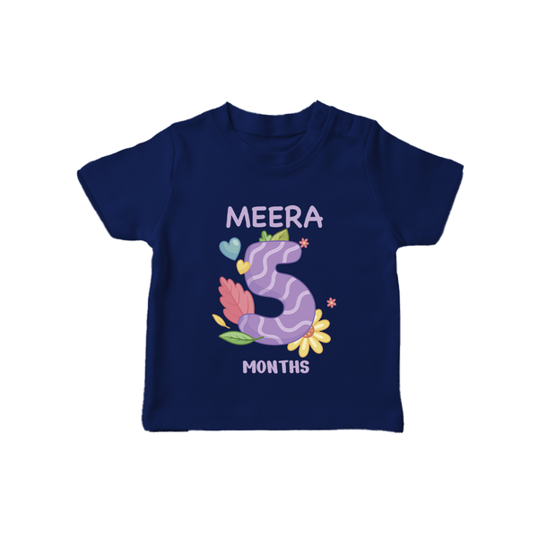Celebrate Baby's 5th Month | Custom T-Shirt | Premium Cotton - NAVY BLUE - 0-5 Months Old (Chest 17")