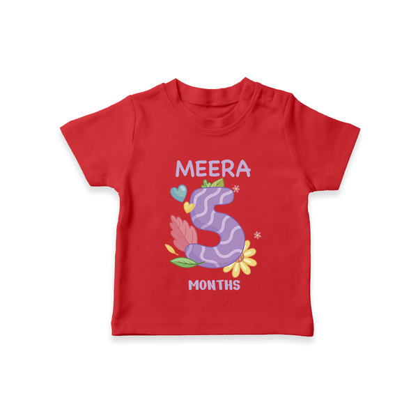 Celebrate Baby's 5th Month | Custom T-Shirt | Premium Cotton - RED - 0-5 Months Old (Chest 17")