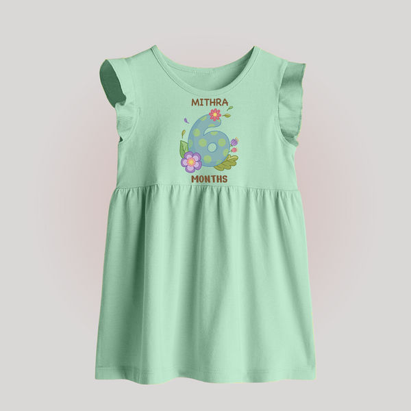Celebrate Baby's 6th Month | Custom Baby Frock | Premium Cotton - MINT GREEN - 0 - 3 Months Old (Chest 17")