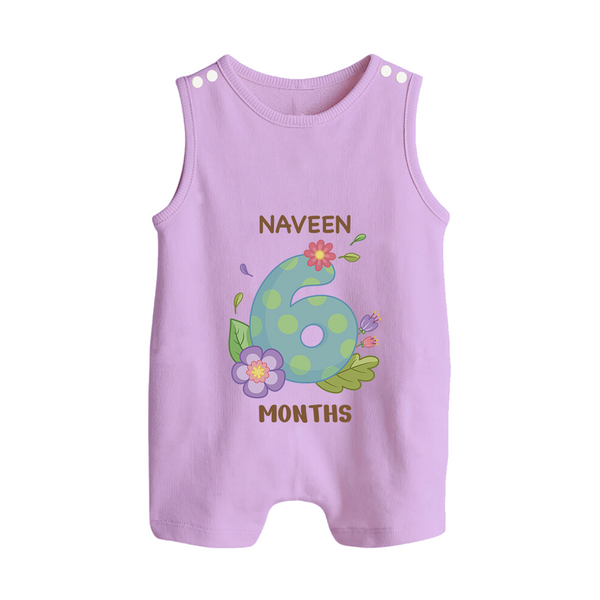 Celebrate Baby's 6th Month | Custom Romper Suit/ Sleeveless Romper | Premium Cotton - LILAC - 0 - 5 Months Old (Chest 18")