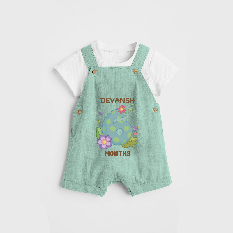 Memorialize your little one's Sixth month with a personalized Dungaree - LIGHT GREEN - 0 - 5 Months Old (Chest 17")