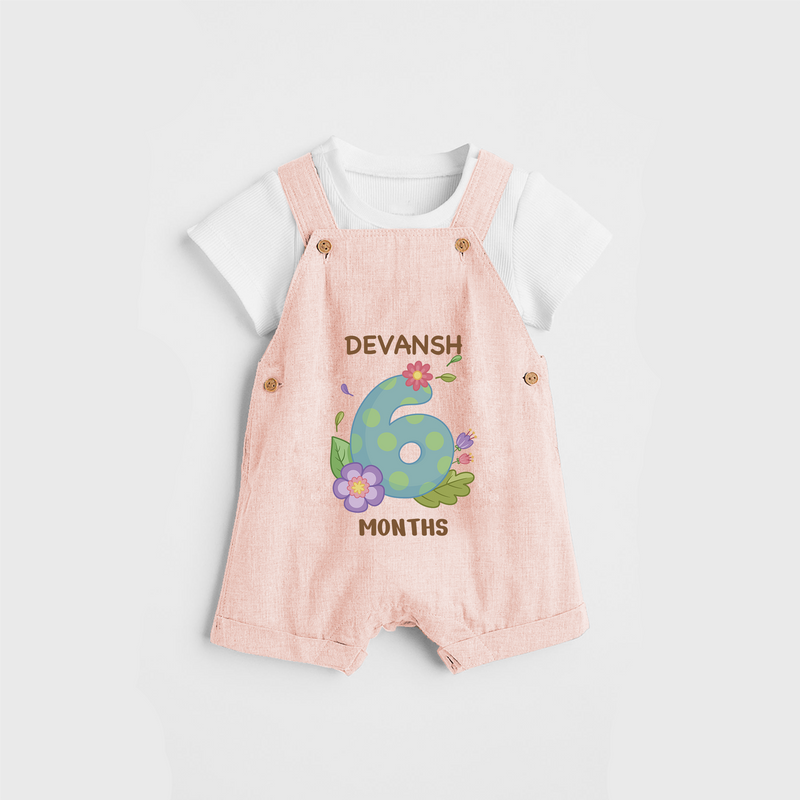 Memorialize your little one's Sixth month with a personalized Dungaree - PEACH - 0 - 5 Months Old (Chest 17")