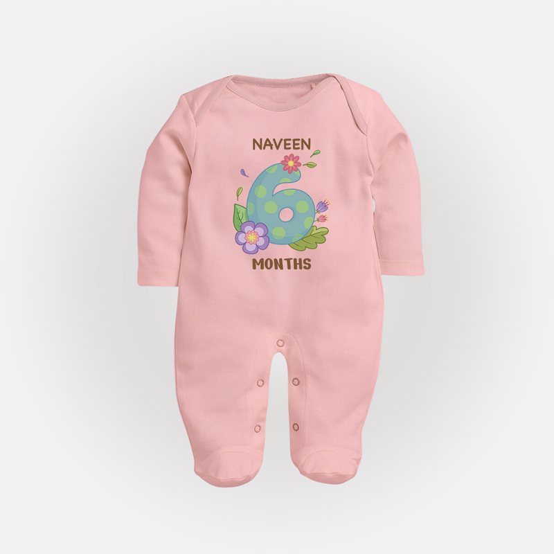 Dress Your Little One In Our Enchanting Customized Baby Sleep Suit For Their 6-Month Celebration - BABY PINK - New Born (Chest 7.5")