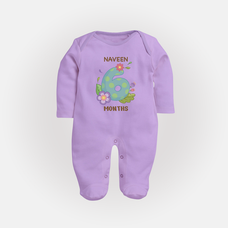 Dress Your Little One In Our Enchanting Customized Baby Sleep Suit For Their 6-Month Celebration - LILAC - New Born (Chest 7.5")