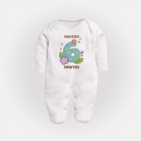 Celebrate Baby's 6th Month | Custom Full Sleeve Bodysuit/ Sleep Suit/ Jumpsuit | Premium Cotton - WHITE - New Born (Chest 7.5")