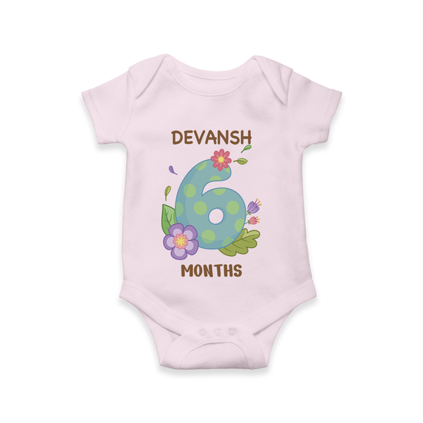 Memorialize your little one's Sixth month with a personalized romper/onesie - BABY PINK - 0 - 3 Months Old (Chest 16")