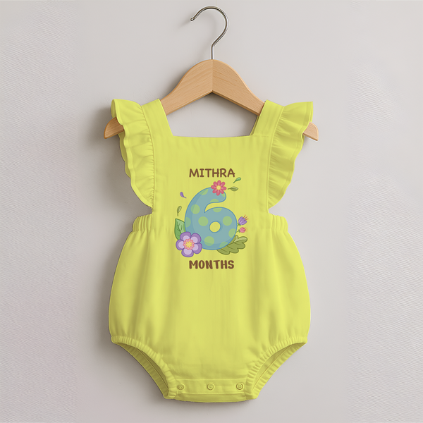 Celebrate Baby's 6th Month | Custom Romper Frock | Premium Cotton - PASTEL YELLOW - 0 - 3 Months Old (Chest 19")
