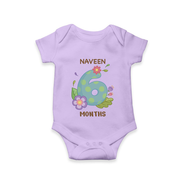 Celebrate Baby's 6th Month | Custom Romper/Onesie | Premium Cotton - LILAC - New Born (Chest 14")
