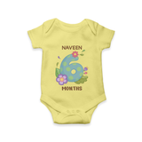 Celebrate Baby's 6th Month | Custom Romper/Onesie | Premium Cotton - PASTEL YELLOW - New Born (Chest 14")