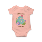 Memorialize your little one's Sixth month with a personalized romper/onesie - PEACH - 0 - 3 Months Old (Chest 16")