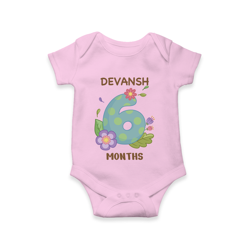 Memorialize your little one's Sixth month with a personalized romper/onesie - PINK - 0 - 3 Months Old (Chest 16")