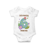 Memorialize your little one's Sixth month with a personalized romper/onesie - WHITE - 0 - 3 Months Old (Chest 16")