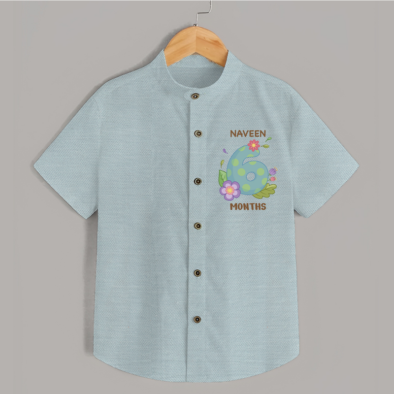 Celebrate Baby's 6th Month | Custom Shirt | Premium Cotton - ARCTIC BLUE - 0 - 6 Months Old (Chest 23")