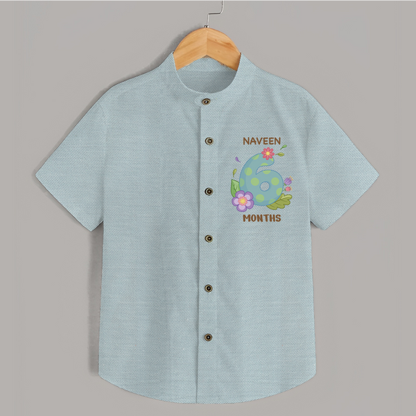 Celebrate Baby's 6th Month | Custom Shirt | Premium Cotton - ARCTIC BLUE - 0 - 6 Months Old (Chest 23")