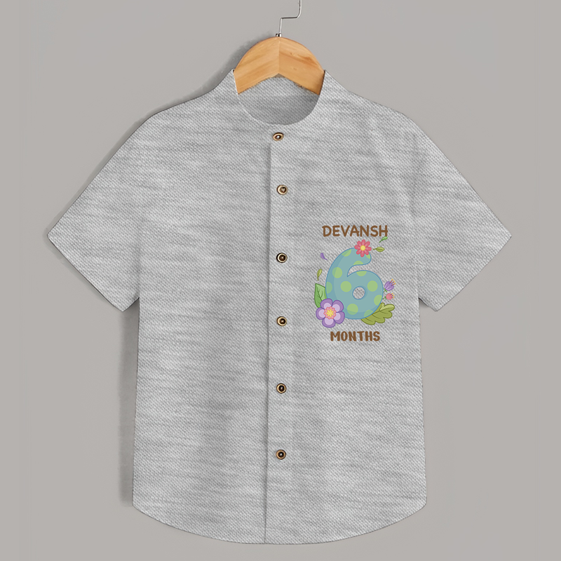Memorialize your little one's Sixth month Birthday with a personalized Shirt - GREY MELANGE - 0 - 6 Months Old (Chest 21")