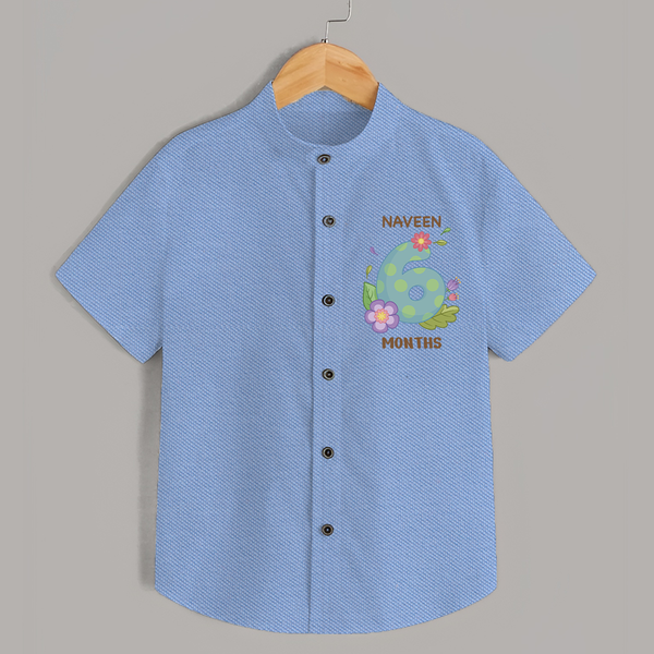 Celebrate Baby's 6th Month | Custom Shirt | Premium Cotton - SKY BLUE - 0 - 6 Months Old (Chest 23")
