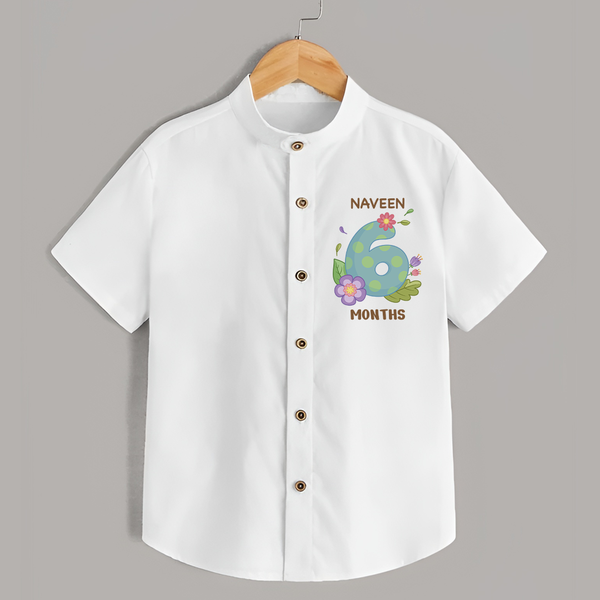 Celebrate Baby's 6th Month | Custom Shirt | Premium Cotton - WHITE - 0 - 6 Months Old (Chest 23")