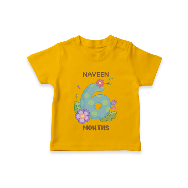 Celebrate Baby's 6th Month | Custom T-Shirt | Premium Cotton - CHROME YELLOW - 0-5 Months Old (Chest 17")