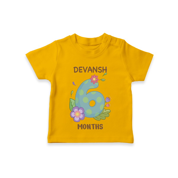 Memorialize your little one's Sixth month with a personalized kids T-shirts - CHROME YELLOW - 0 - 5 Months Old (Chest 17")