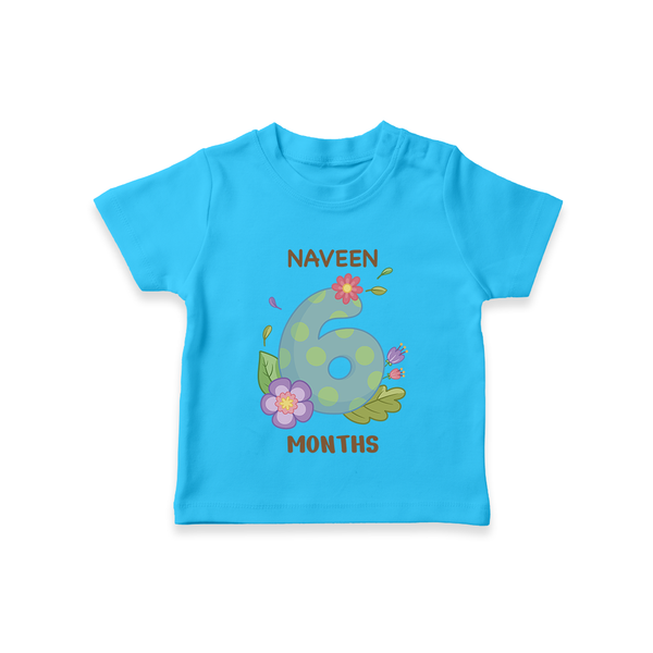 Celebrate Baby's 6th Month | Custom T-Shirt | Premium Cotton - SKY BLUE - 0-5 Months Old (Chest 17")