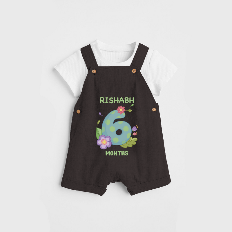 Memorialize your little one's Sixth month with a personalized Dungaree - CHOCOLATE BROWN - 0 - 5 Months Old (Chest 17")