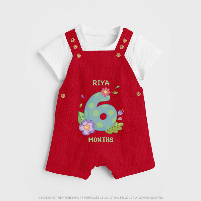 Dress Your Little One In Our Enchanting Customized Baby Dungaree Set For Their 6-Month Celebration - RED - 0 - 5 Months Old (Chest 18")