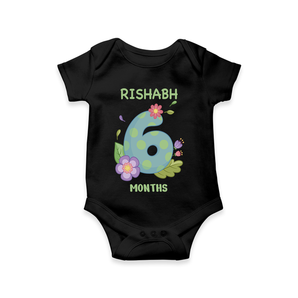 Memorialize your little one's Sixth month with a personalized romper/onesie - BLACK - 0 - 3 Months Old (Chest 16")