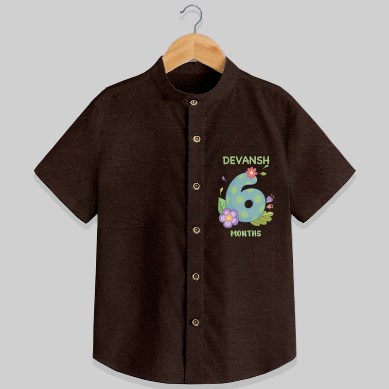 Memorialize your little one's Sixth month Birthday with a personalized Shirt - CHOCOLATE BROWN - 0 - 6 Months Old (Chest 21")