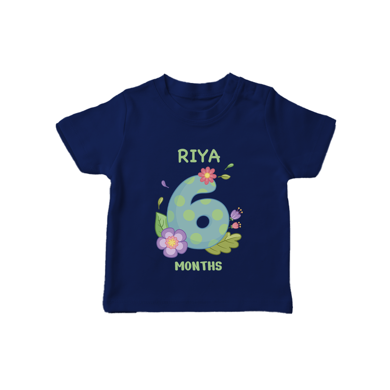Celebrate Baby's 6th Month | Custom T-Shirt | Premium Cotton - NAVY BLUE - 0-5 Months Old (Chest 17")