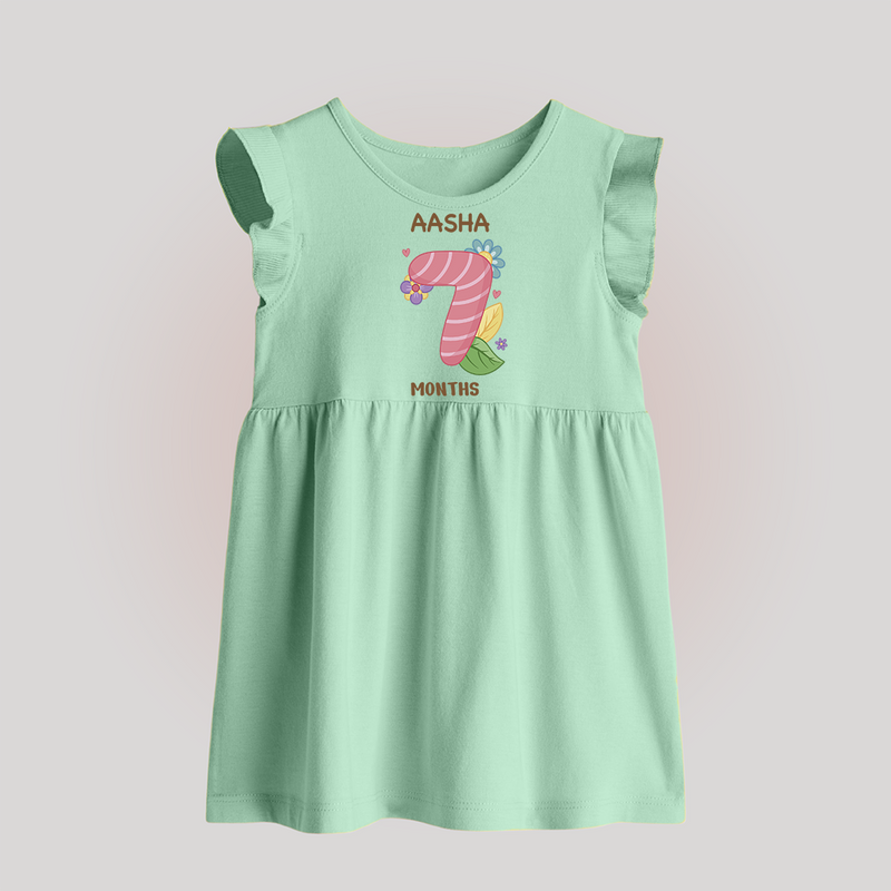 Celebrate Baby's 7th Month | Custom Baby Frock | Premium Cotton - MINT GREEN - 0 - 3 Months Old (Chest 17")