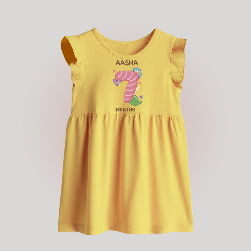 Celebrate Baby's 7th Month | Custom Baby Frock | Premium Cotton - PASTEL YELLOW - 0 - 3 Months Old (Chest 17")