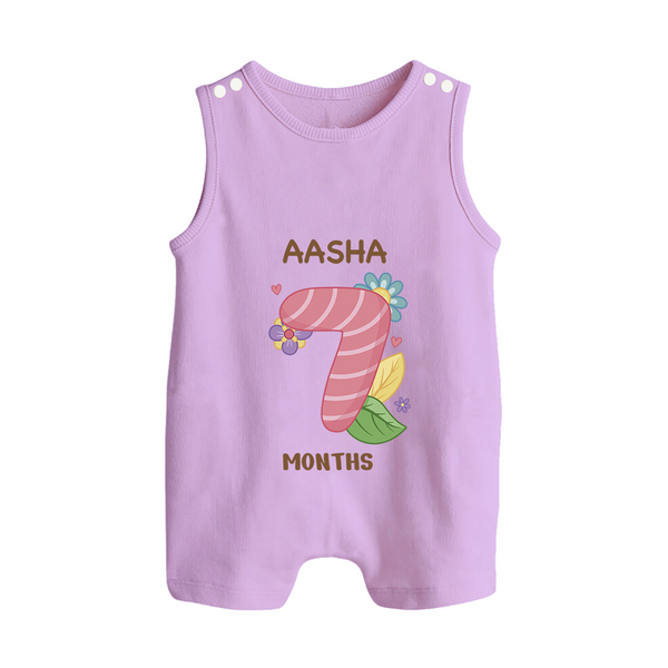Celebrate Baby's 7th Month | Custom Romper Suit/ Sleeveless Romper | Premium Cotton - LILAC - 0 - 5 Months Old (Chest 18")