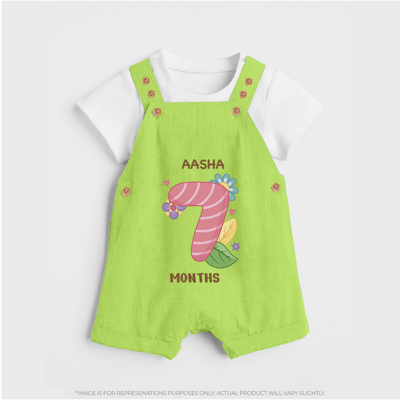 Dress Your Little One In Our Enchanting Customized Baby Dungaree Set For Their 7-Month Celebration - GREEN - 0 - 5 Months Old (Chest 18")