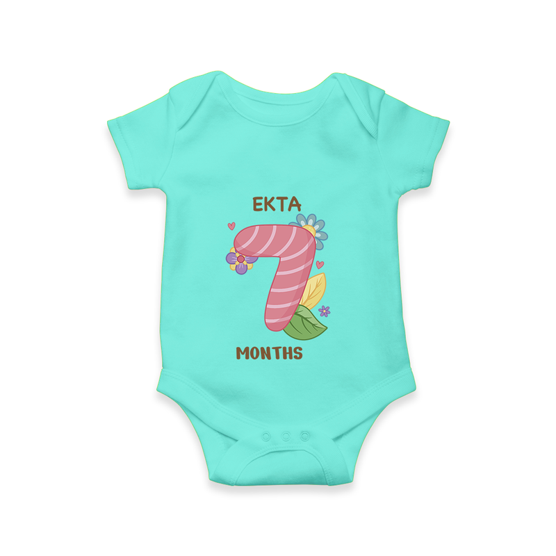 Memorialize your little one's Seventh month with a personalized romper/onesie - ARCTIC BLUE - 0 - 3 Months Old (Chest 16")