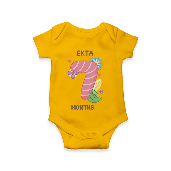 Memorialize your little one's Seventh month with a personalized romper/onesie - CHROME YELLOW - 0 - 3 Months Old (Chest 16")