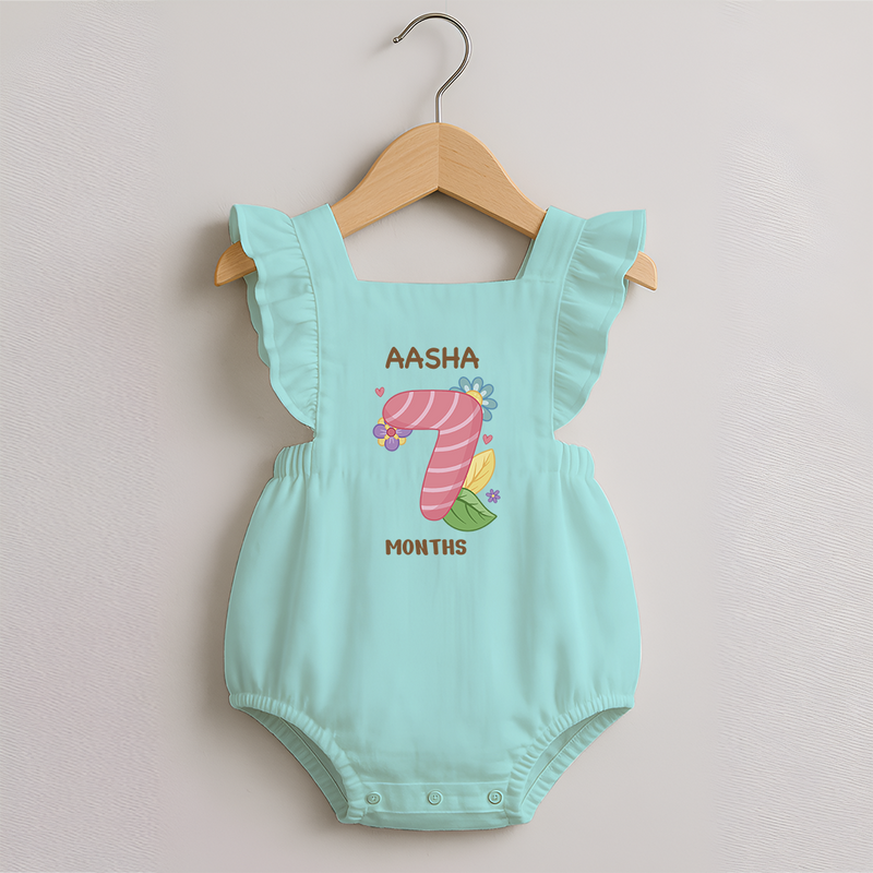 Celebrate Baby's 7th Month | Custom Romper Frock | Premium Cotton - MINT GREEN - 0 - 3 Months Old (Chest 19")