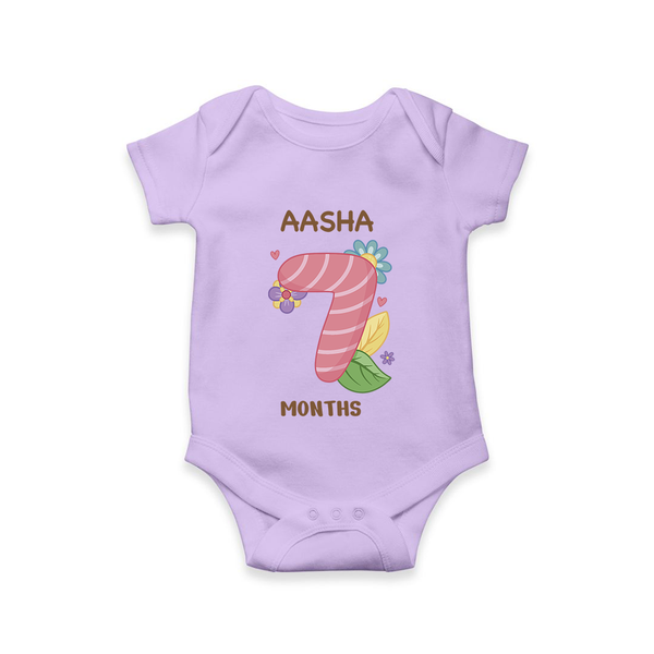 Celebrate Baby's 7th Month | Custom Romper/Onesie | Premium Cotton - LILAC - New Born (Chest 14")