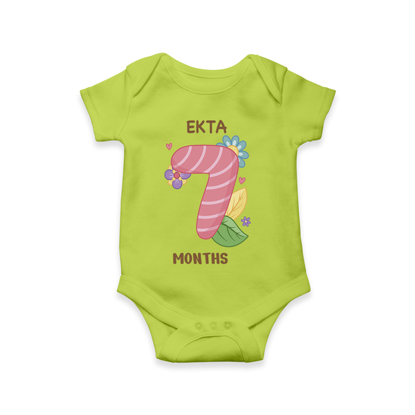Memorialize your little one's Seventh month with a personalized romper/onesie - LIME GREEN - 0 - 3 Months Old (Chest 16")