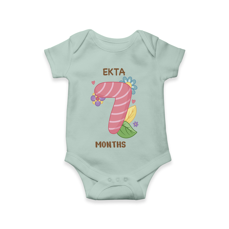 Memorialize your little one's Seventh month with a personalized romper/onesie - MINT GREEN - 0 - 3 Months Old (Chest 16")