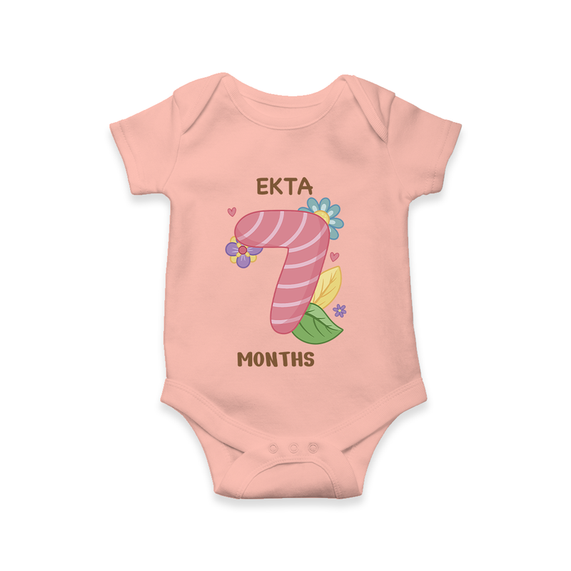 Memorialize your little one's Seventh month with a personalized romper/onesie - PEACH - 0 - 3 Months Old (Chest 16")