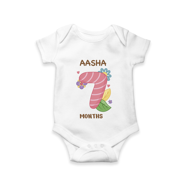 Celebrate Baby's 7th Month | Custom Romper/Onesie | Premium Cotton - WHITE - New Born (Chest 14")